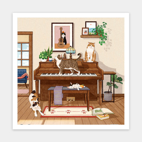 Pintoo H4082 Piano and Cats - 900 Piece Jigsaw Puzzle by Myowntime