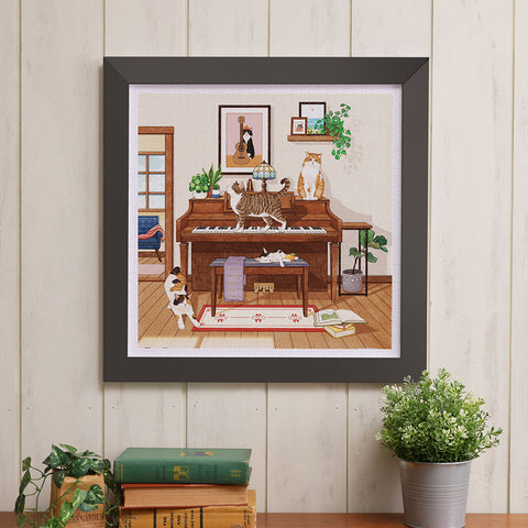 Pintoo H4082 Piano and Cats - 900 Piece Jigsaw Puzzle by Myowntime