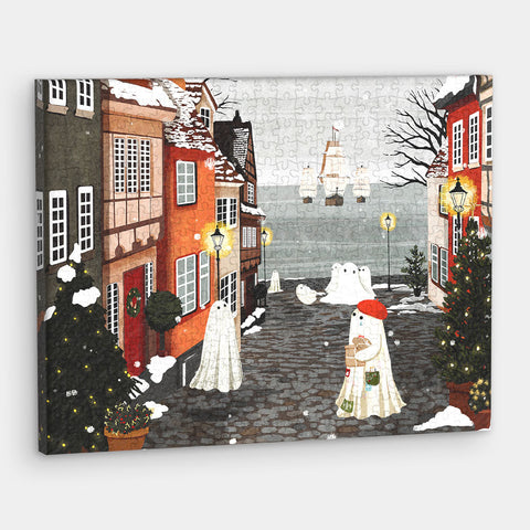 Pintoo HN1475 Harbor's First Snow - 366 Piece Jigsaw Puzzle by Katherine Blower
