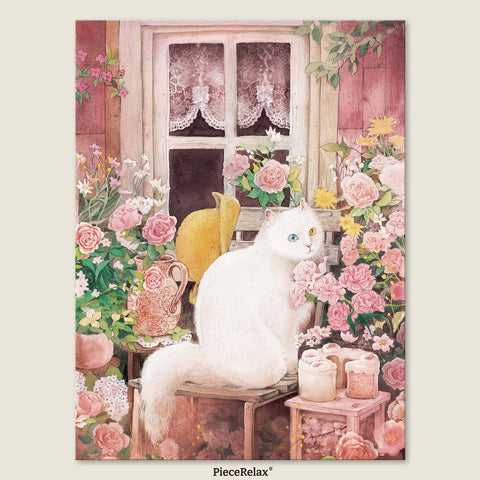 Pintoo U1051 A Cat in the Rose Garden - 1008 Piece Jigsaw Puzzle by Jina