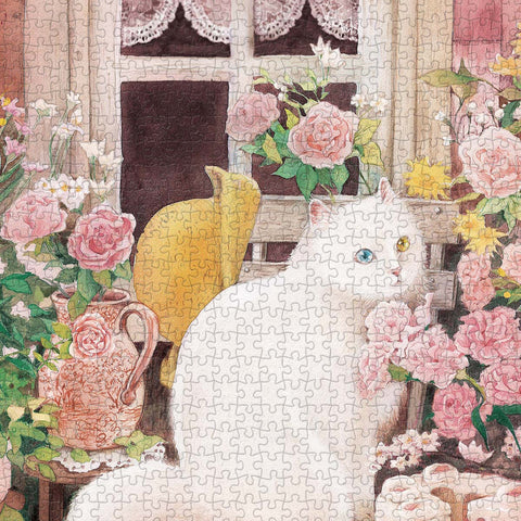Pintoo U1051 A Cat in the Rose Garden - 1008 Piece Jigsaw Puzzle by Jina