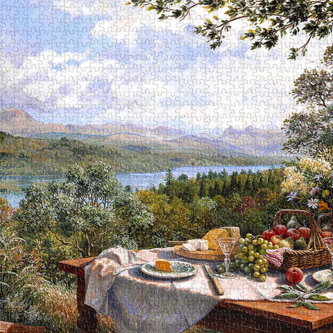 Pintoo U1133 PieceClicks - 1008 Piece - Summer Lunch Overlooking The Lake by Stephen Darbishire