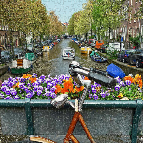 Pintoo U1137 PieceClicks - 504 Piece - Bike Flowers and Canal, Amsterdam