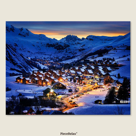 Pintoo U1139 PieceClicks - 1008 Piece - Beautiful Dusk in French Alps Resort