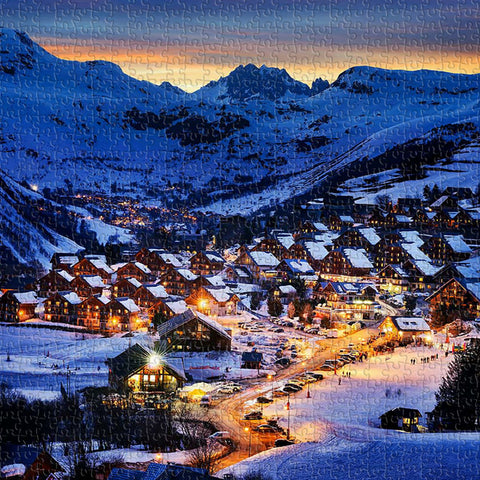 Pintoo U1139 PieceClicks - 1008 Piece - Beautiful Dusk in French Alps Resort
